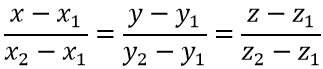 Уравнение прямой проходящая через две точки в пространстве
