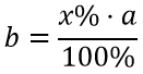 Формула для нахождения процента от числа