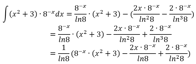 x2+3 умножить на 8 в минус x степени интеграл