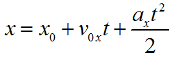 Уравнение равноускоренного движения в проекции на оси координат