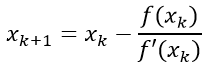 Формула метода касательных Ньютона
