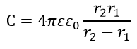 Электроёмкость сферического конденсатора формула