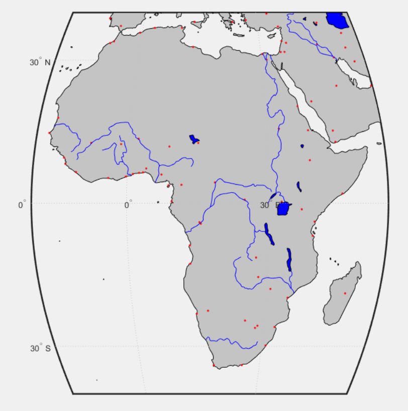 Карта Африки в Matlab