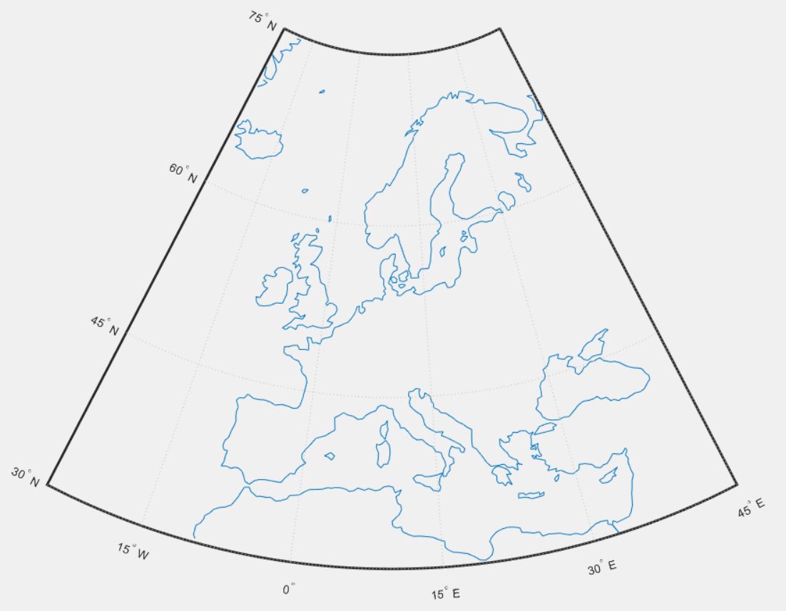 Карта Европы в Matlab