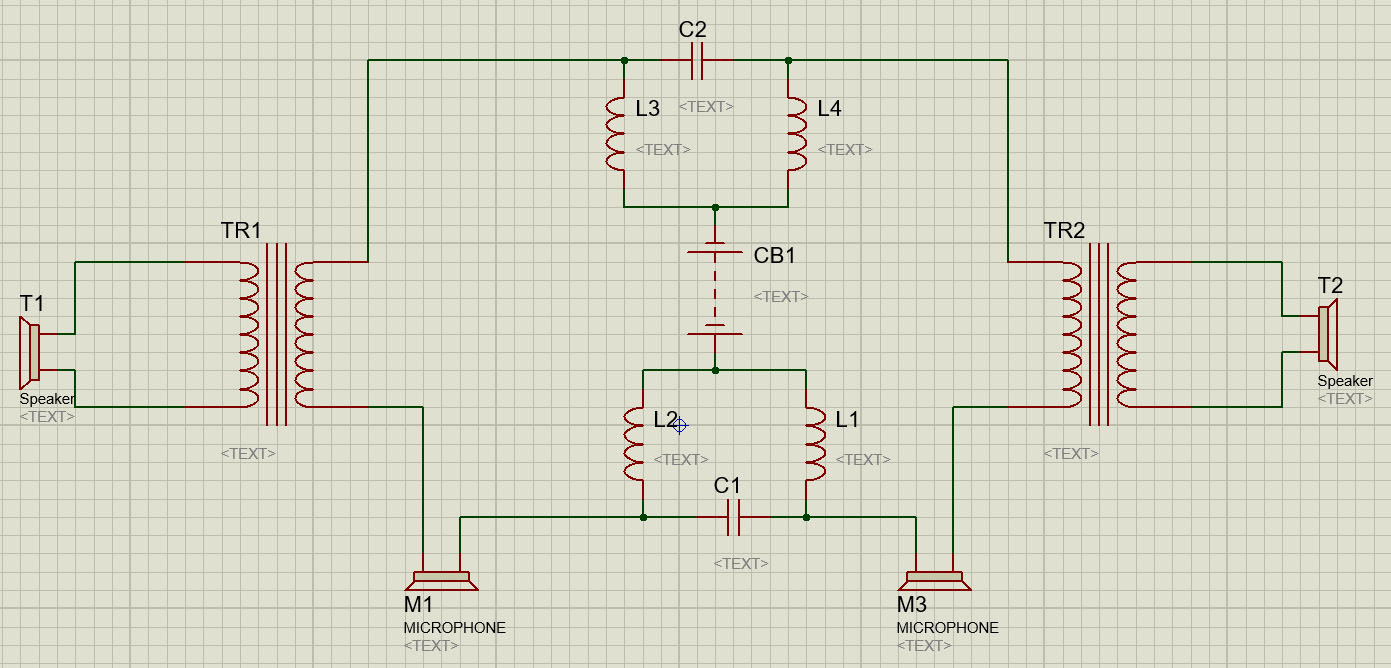 Схема телефонной проводной передачи центральной батареи двойной мостик