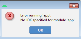 Error running app No JDK specified for module app