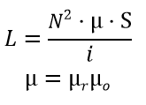 Формула индуктивности катушки приближенно