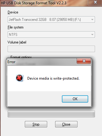 Device media is write-protected
