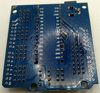 Плата расширения Arduino Nano сзади
