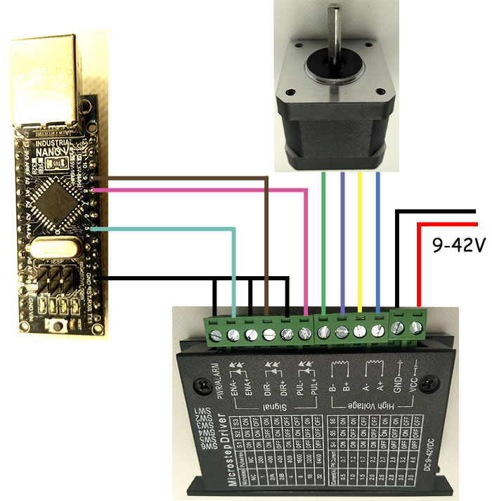 схема подключения TB6600 Nema 17 к Arduino Nano