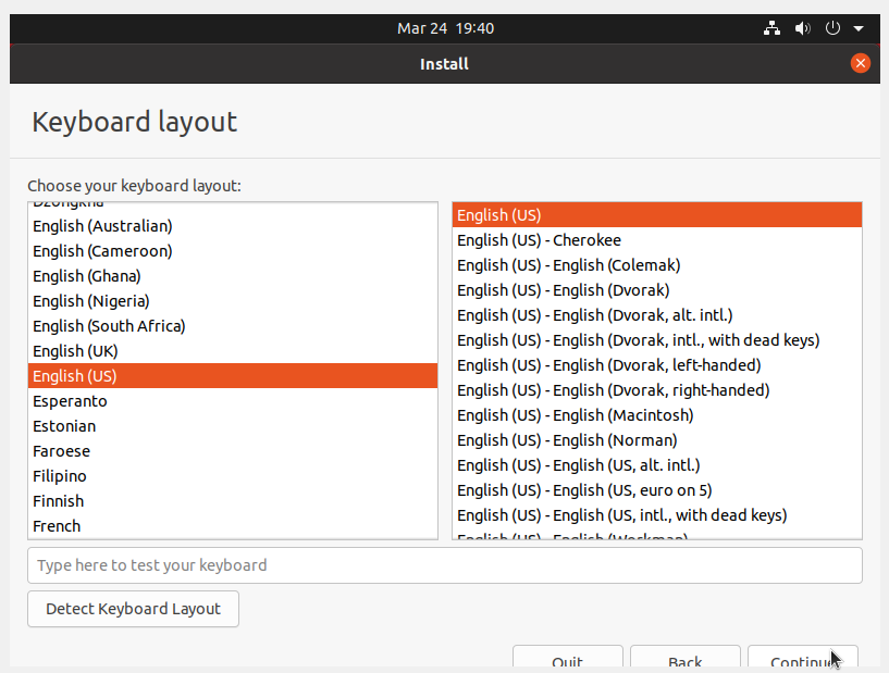 keyboard layout ubuntu